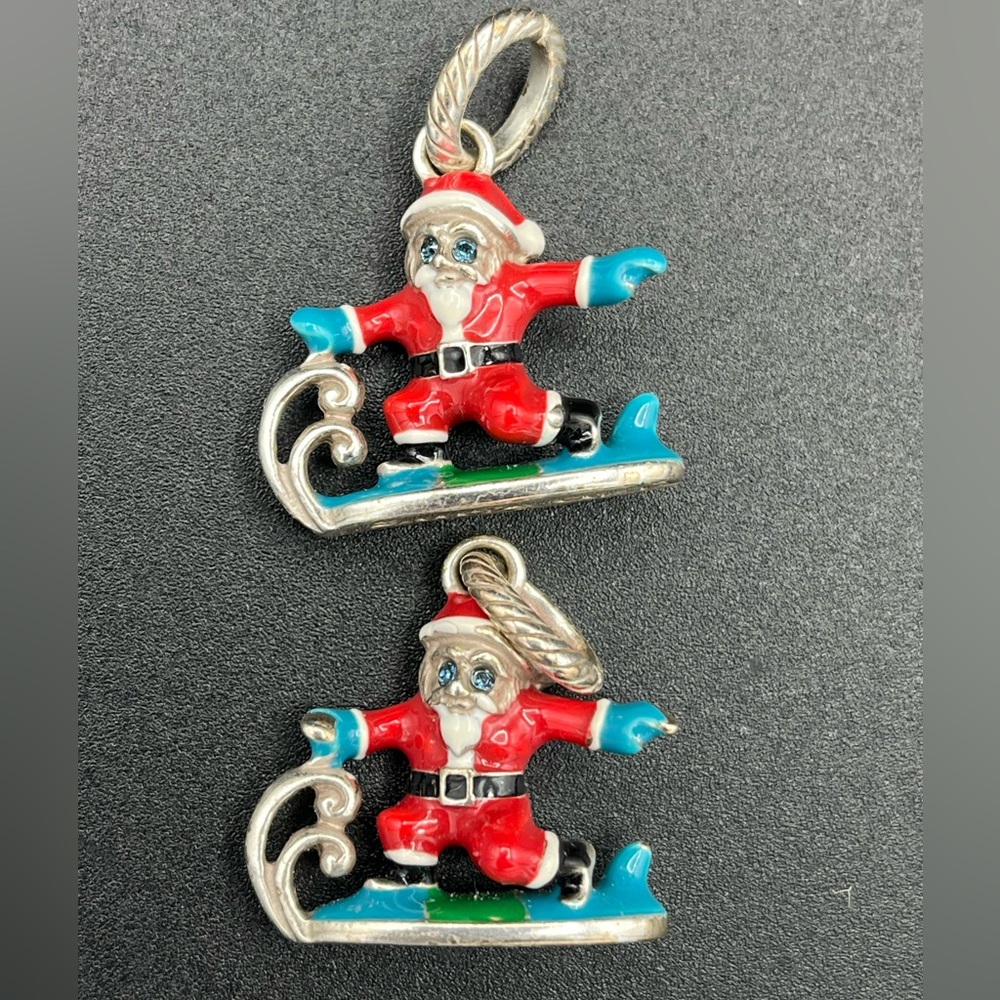 Two Brighton Surfing Santa Christmas Charms